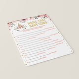 Floral Unicorn Name That Baby Song Baby Shower Game Download