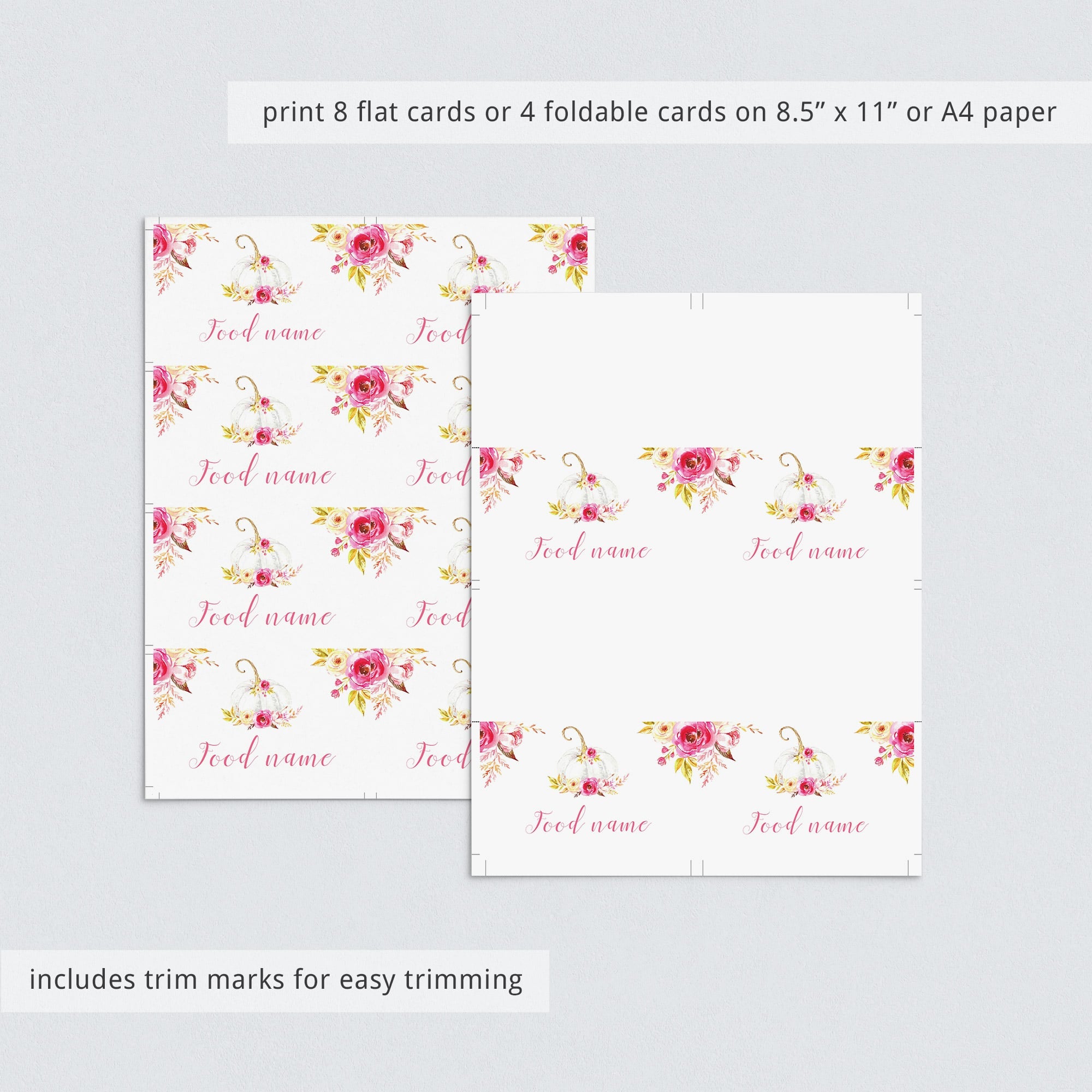 Printable food cards for fall themed dinner party by LittleSizzle