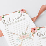 Floral Aztec Baby Shower Game Baby Word Scramble
