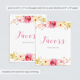Favours table sign printable with pink flowers by LittleSizzle