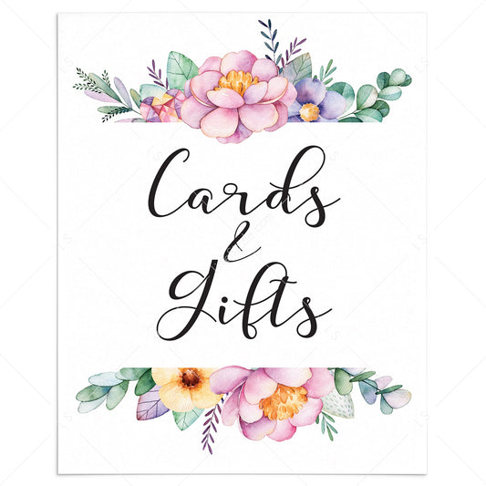 Floral shower cards and gifts sign printable by LittleSizzle