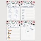 Pink Flowers Bridal Shower Games Pack Instant Download by LittleSizzle