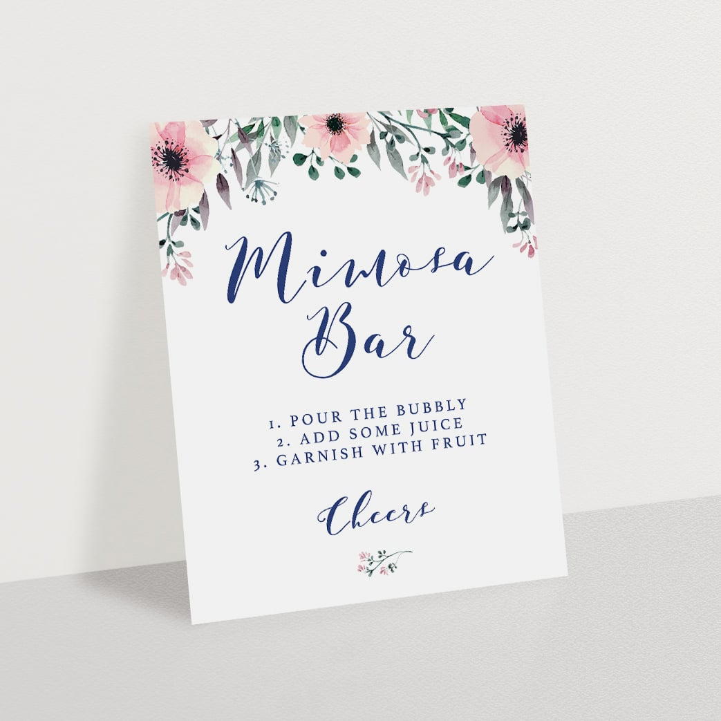 Floral mimosa bar printable table sign by LittleSizzle