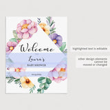 Editable Welcome Sign with Floral Wreath