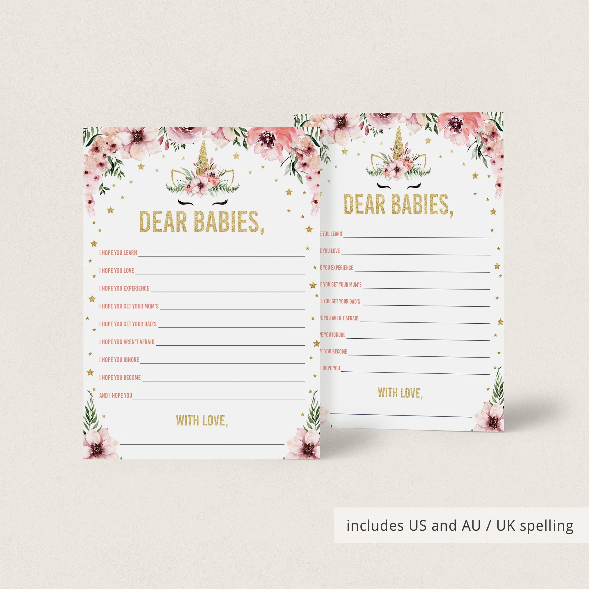 Unicorn themed twins baby shower party games by LittleSizzle