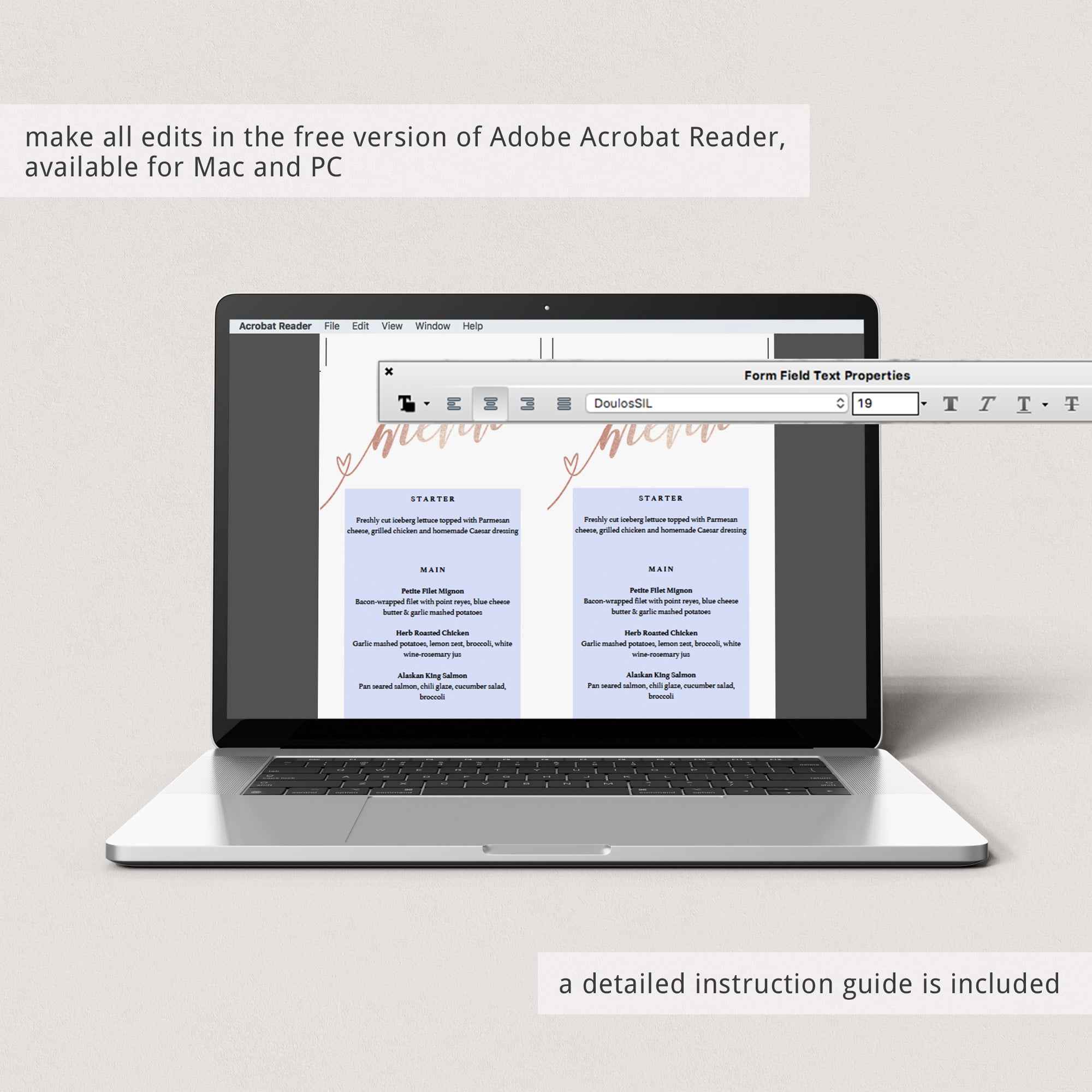 DIY menu cards rose gold by LittleSizzle