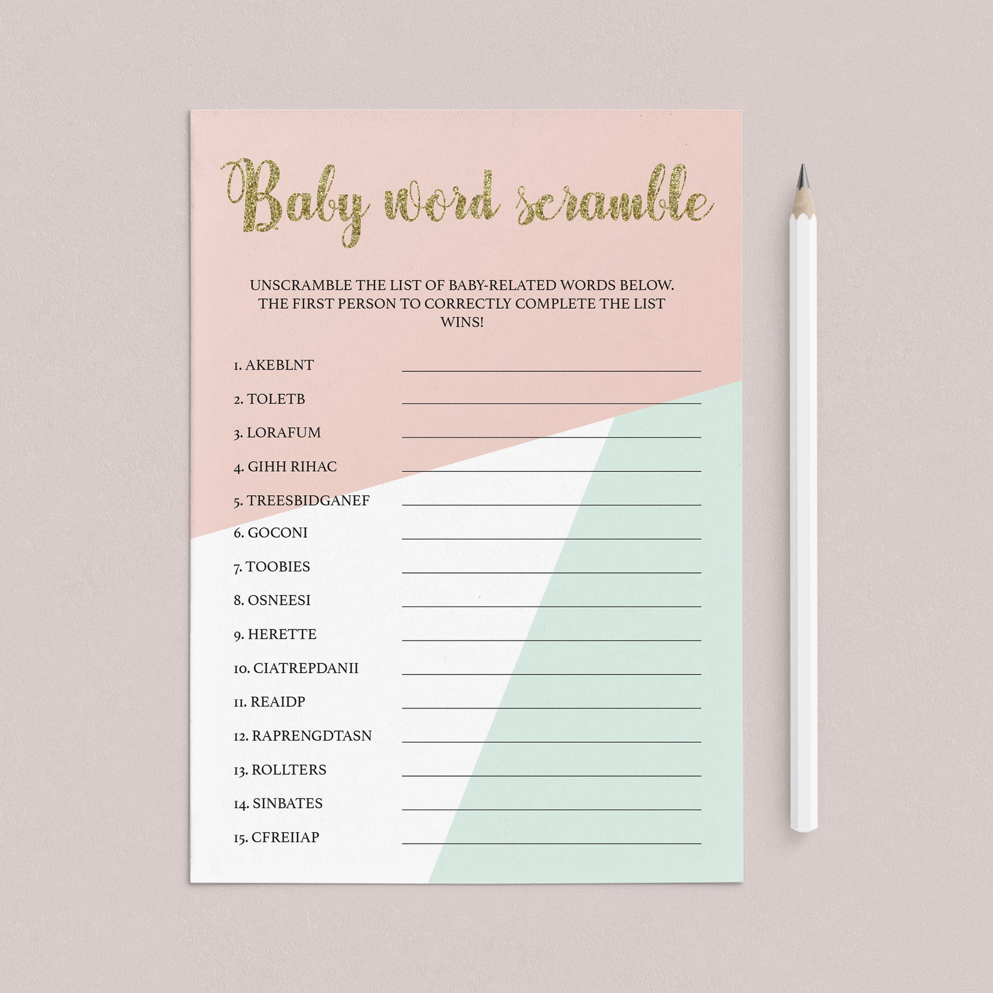 Printable baby shower games for girl by LittleSizzle