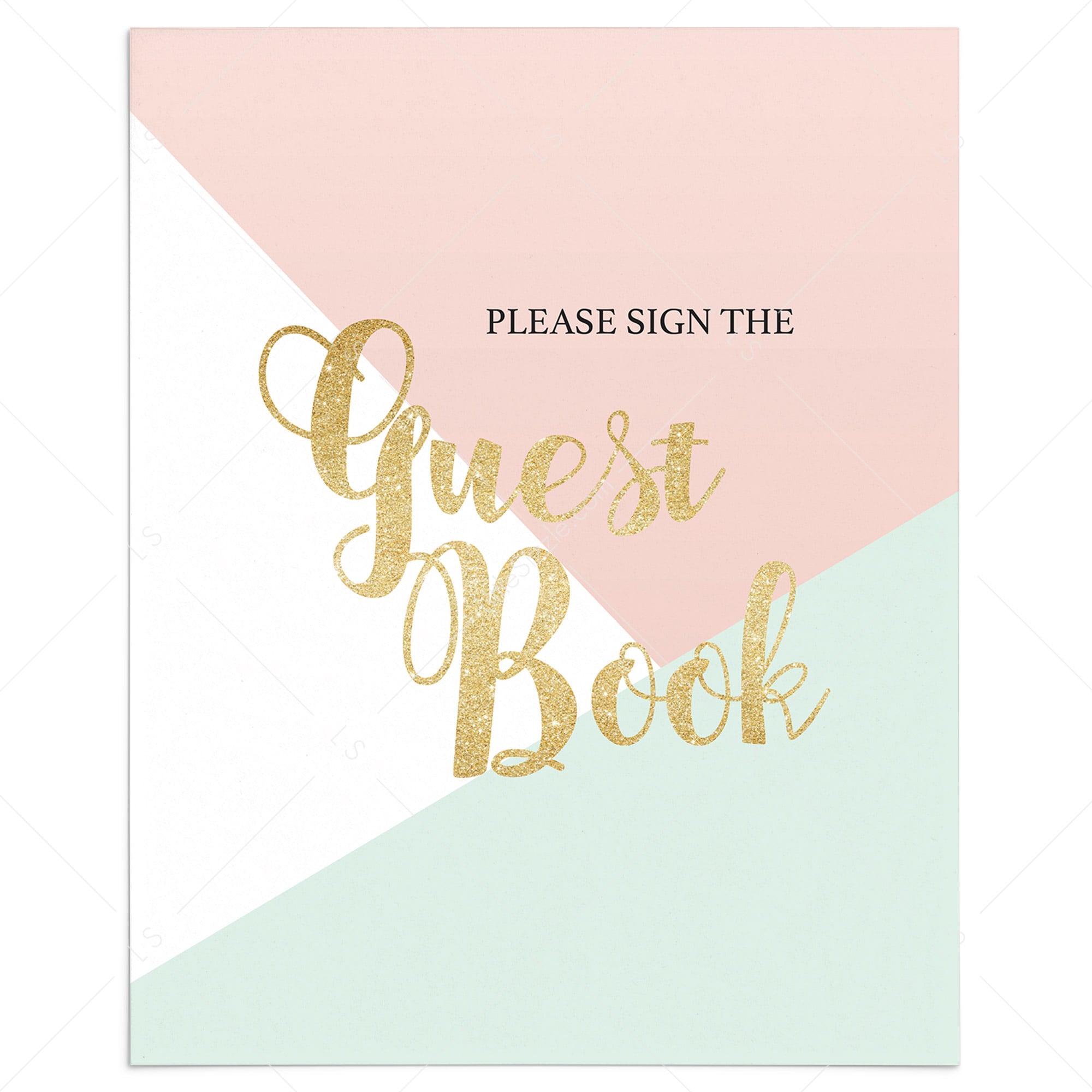 pink and gold baby shower guest book sign printable by LittleSizzle
