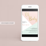 Close-up Pink and Gold Invitation for Baby Shower by LittleSizzle