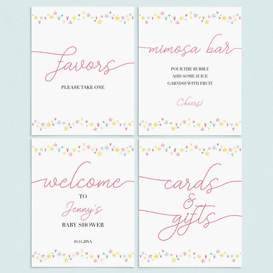 Pink, Mint and Yellow Baby Shower Decor Bundle for Girl by LittleSizzle