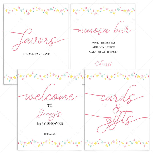 Pink, Mint and Yellow Baby Shower Decor Bundle for Girl by LittleSizzle