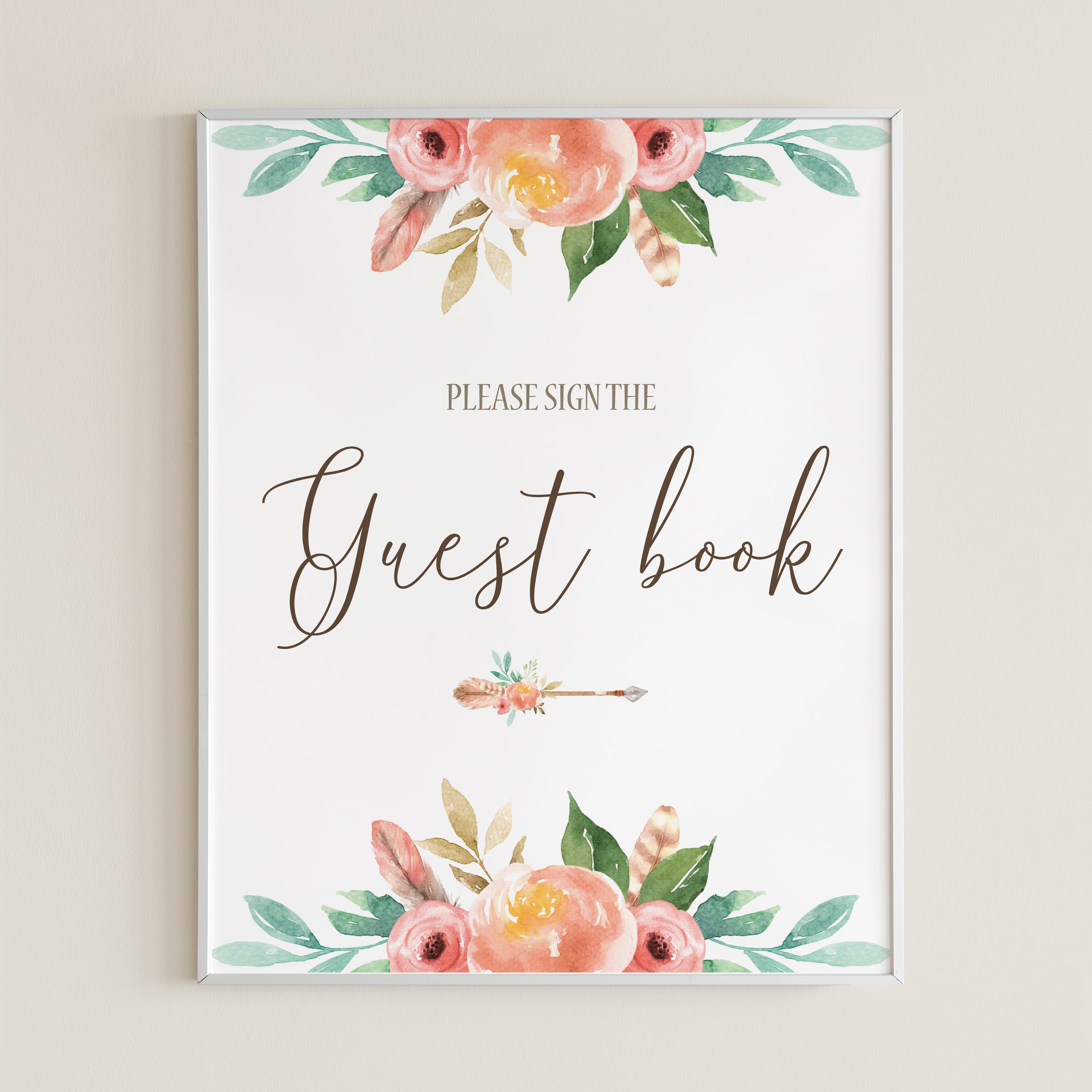 Please Sign The Guest Book Sign Printable Boho Floral by LittleSizzle