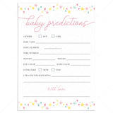 Yellow pink shower baby predictions printable by LittleSizzle