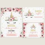 Floral unicorn baby sprinkle invitation set by LittleSizzle