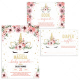 Floral unicorn baby sprinkle invitation set by LittleSizzle