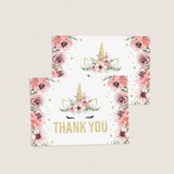 Instant download floral unicorn thank you note cards by LittleSizzle