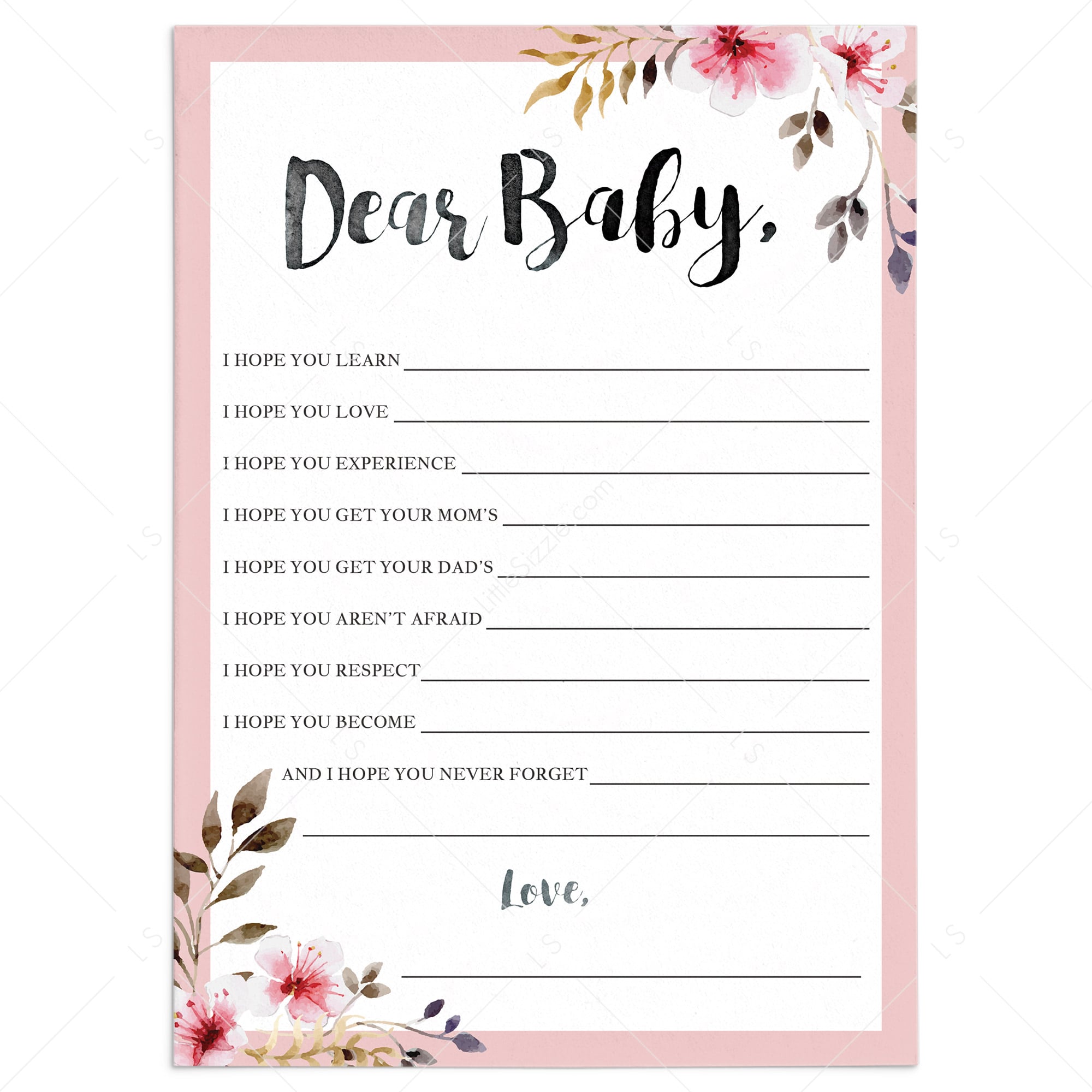 Pink baby shower wishes for baby cards by LittleSizzle