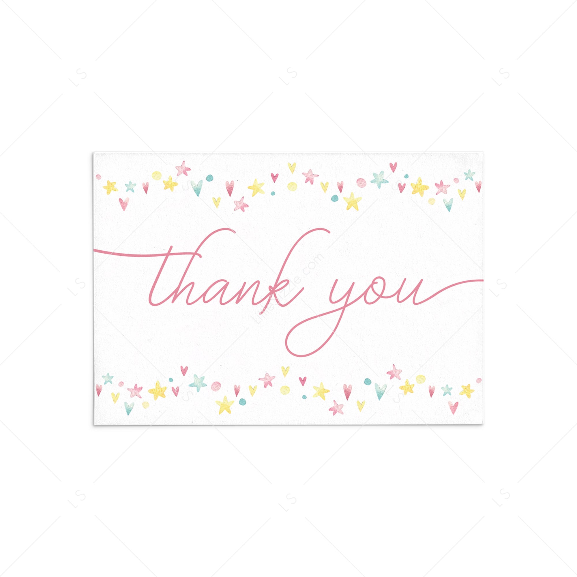 Pink and yellow thank you card download PDF by LittleSizzle
