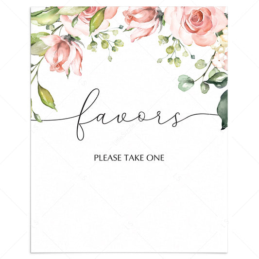 Blush floral printable table sign for favors by LittleSizzle