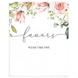Blush floral printable table sign for favors by LittleSizzle