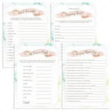 Watercolor Baby Shower Games Package of 4 Printables by LittleSizzle