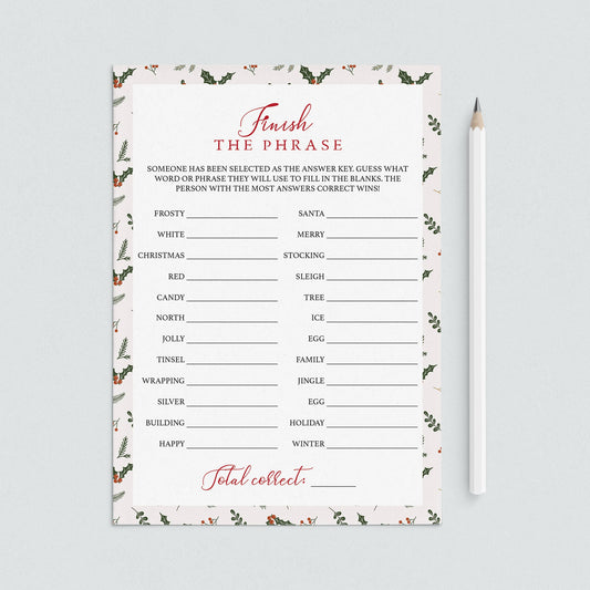 Finish The Phrase Christmas Group Game Download by LittleSizzle