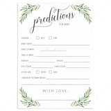 Predictions for Baby Gender Reveal Game Instant Download by LittleSizzle