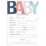 Winter baby shower activity predictions game printable by LittleSizzle