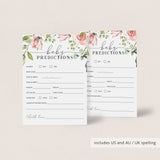 Baby Predictions Guessing Game for Baby Shower Printable & Electronically Fillable