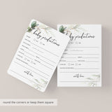 Green Foliage Baby Predictions Card Printable