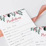 Holiday Greenery Baby Shower Predictions Card Printable