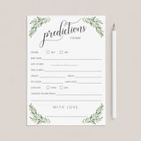 Predictions for Baby Gender Reveal Game Instant Download by LittleSizzle