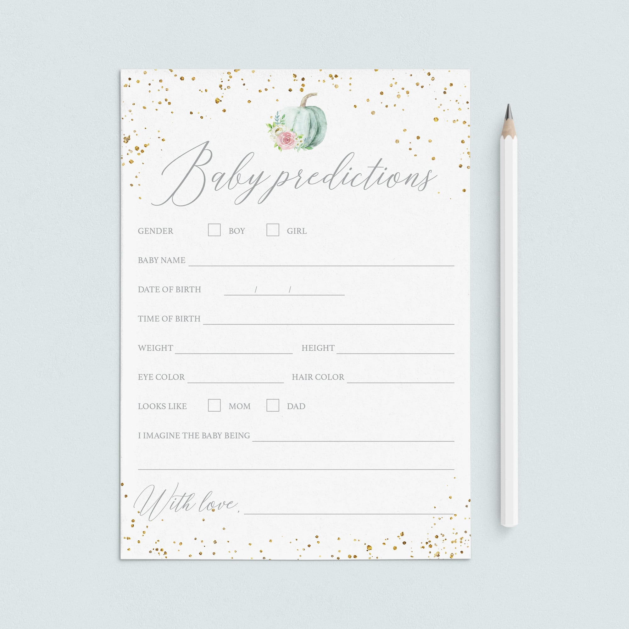 Pumpkin Baby Shower Predictions for Baby Cards by LittleSizzle
