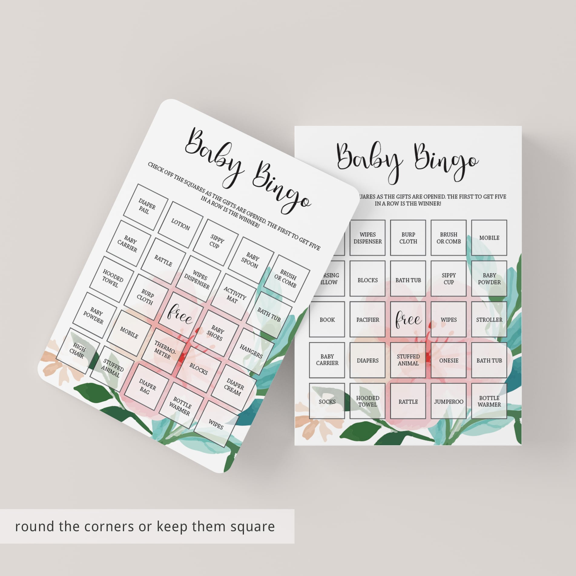 Printable baby shower bingo template by LittleSizzle