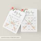 Tribal Floral Baby Shower Bingo Cards Printable