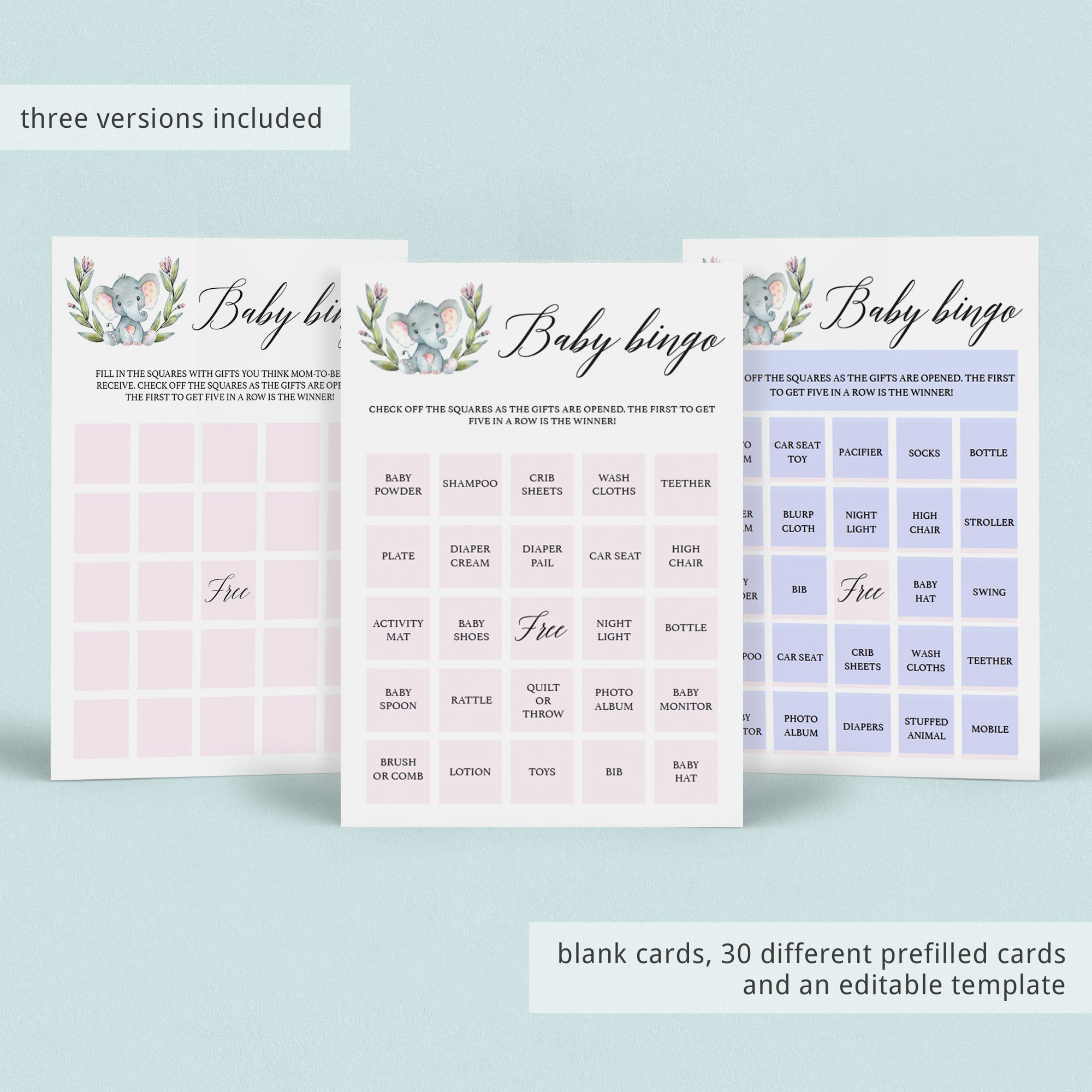 Printable baby bingo for girl baby sprinkle by LittleSizzle