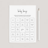 Minimalist Baby Bingo Pre Filled And Blank Cards Printable by LittleSizzle