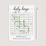 Baby bingo template for green baby shower by LittleSizzle