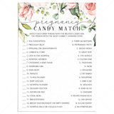 Pregnancy Candy Match Game Printable Floral Themed by LittleSizzle