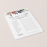 Vintage Flower Baby Shower Game Price is Right Printable