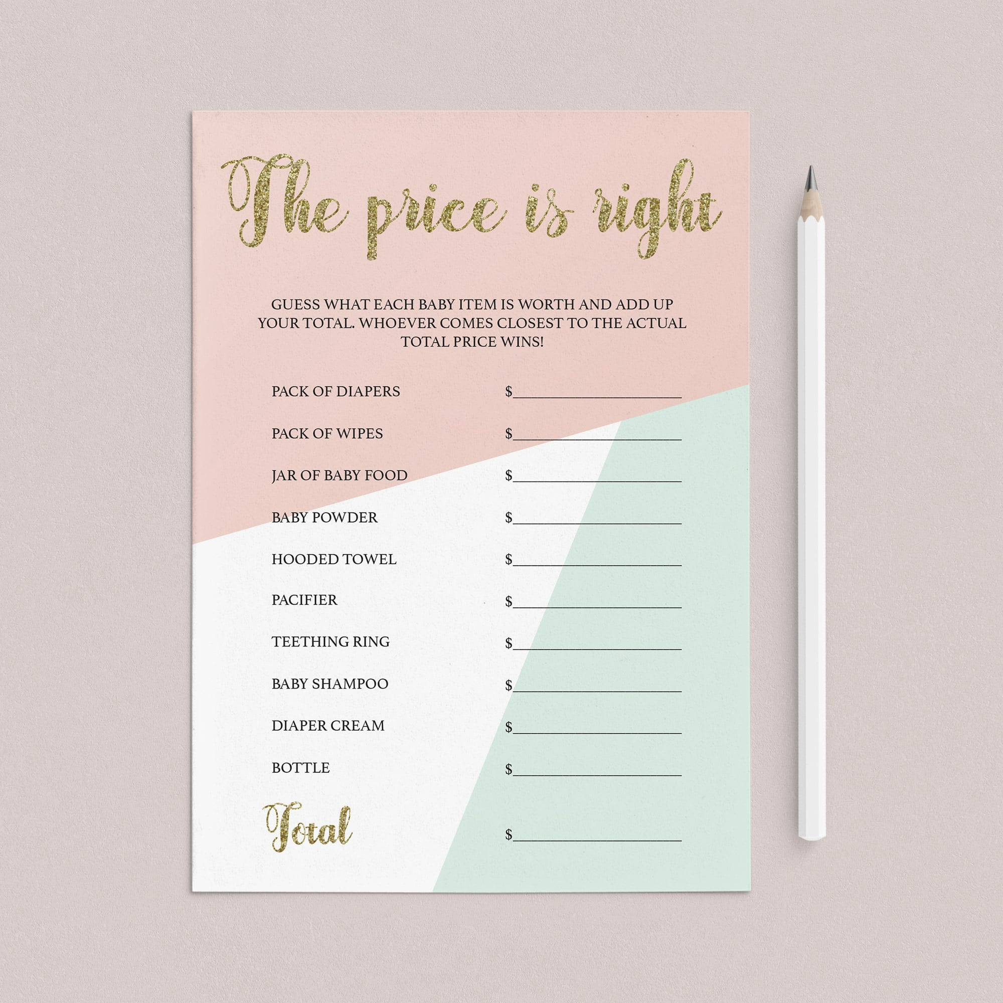 Pink and gold baby shower games by LittleSizzle