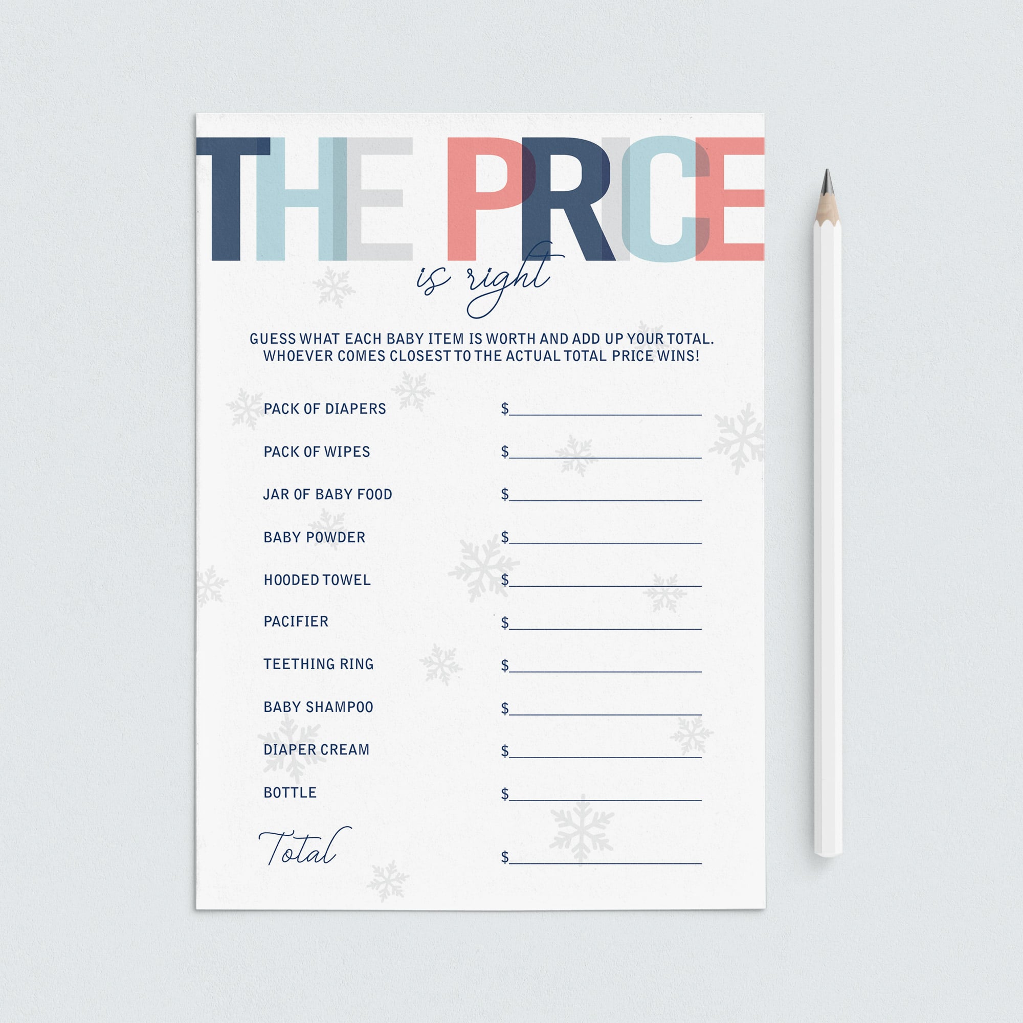 Instant download snowflake baby shower game by LittleSizzle