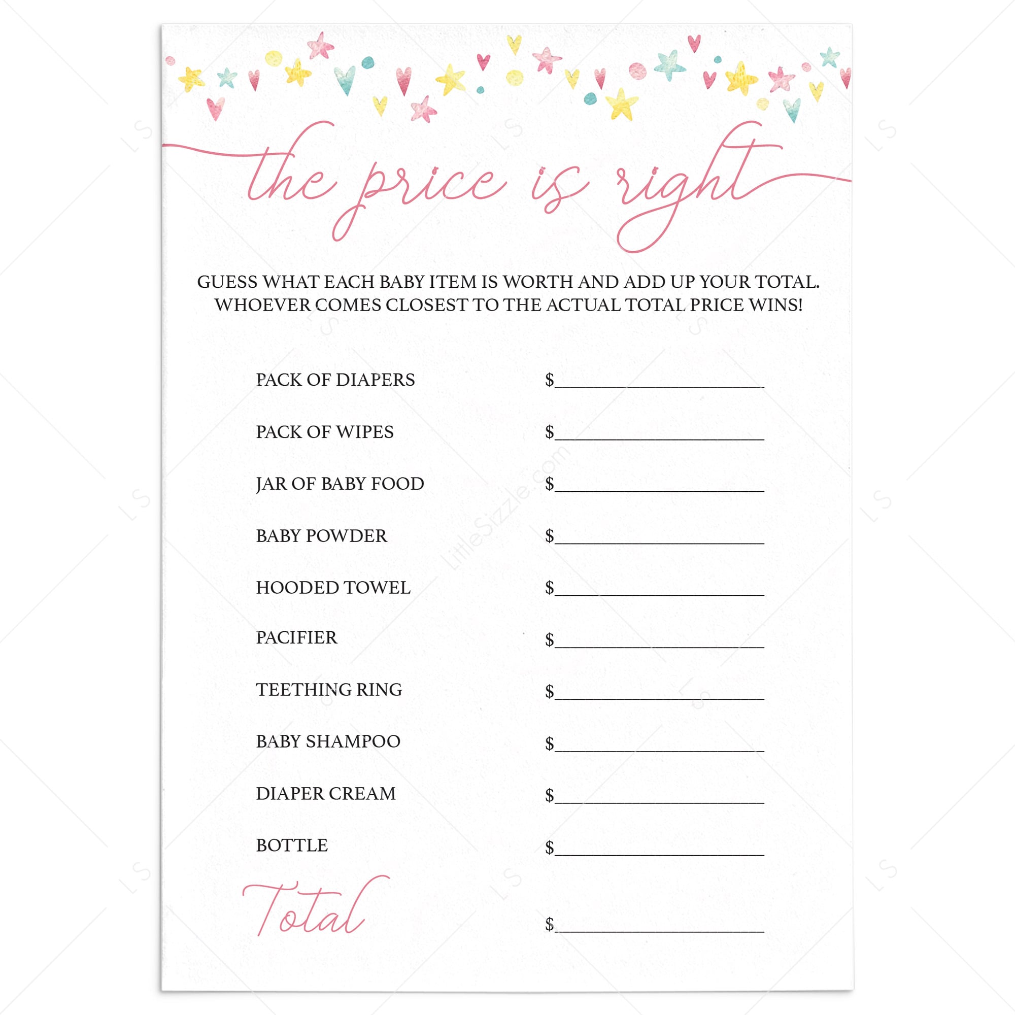 Rainbow baby shower game the price is right by LittleSizzle