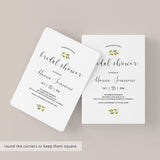 Minimal Bridal Shower Invitation Template White and Green