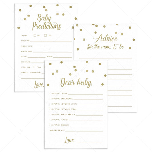 Sparkling Gold Baby Shower Game Pack Download by LittleSizzle