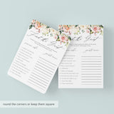 printable floral find the guest bridal shower game cards