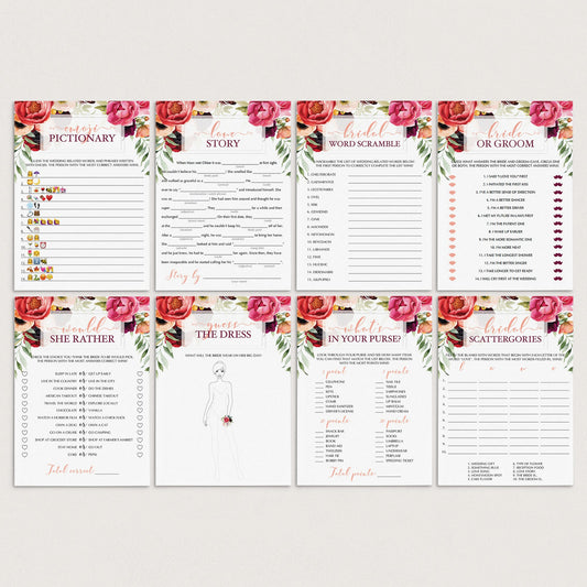 Huge bridal shower games package instant download by LittleSizzle