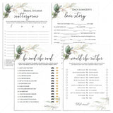 Greenery bridal shower printable games pack by LittleSizzle