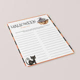 Halloween Words List Game Printable
