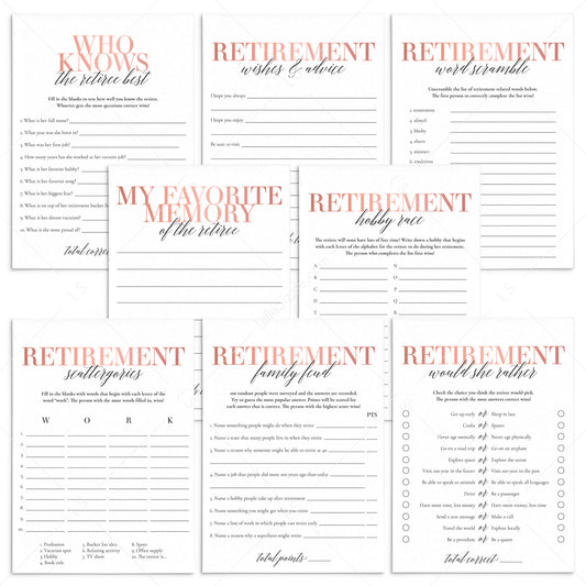 Retirement Party Games for Her Printable by LittleSizzle